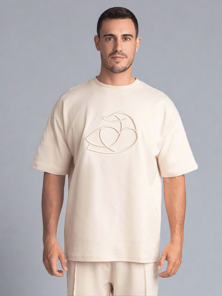 ADOS Men Cotton T Shirt with 3D Embroidery