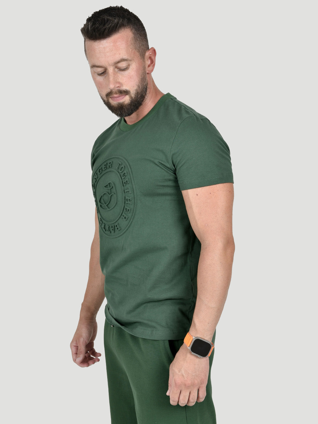 Men Cotton T- Shirt Embossed Stronger Together
