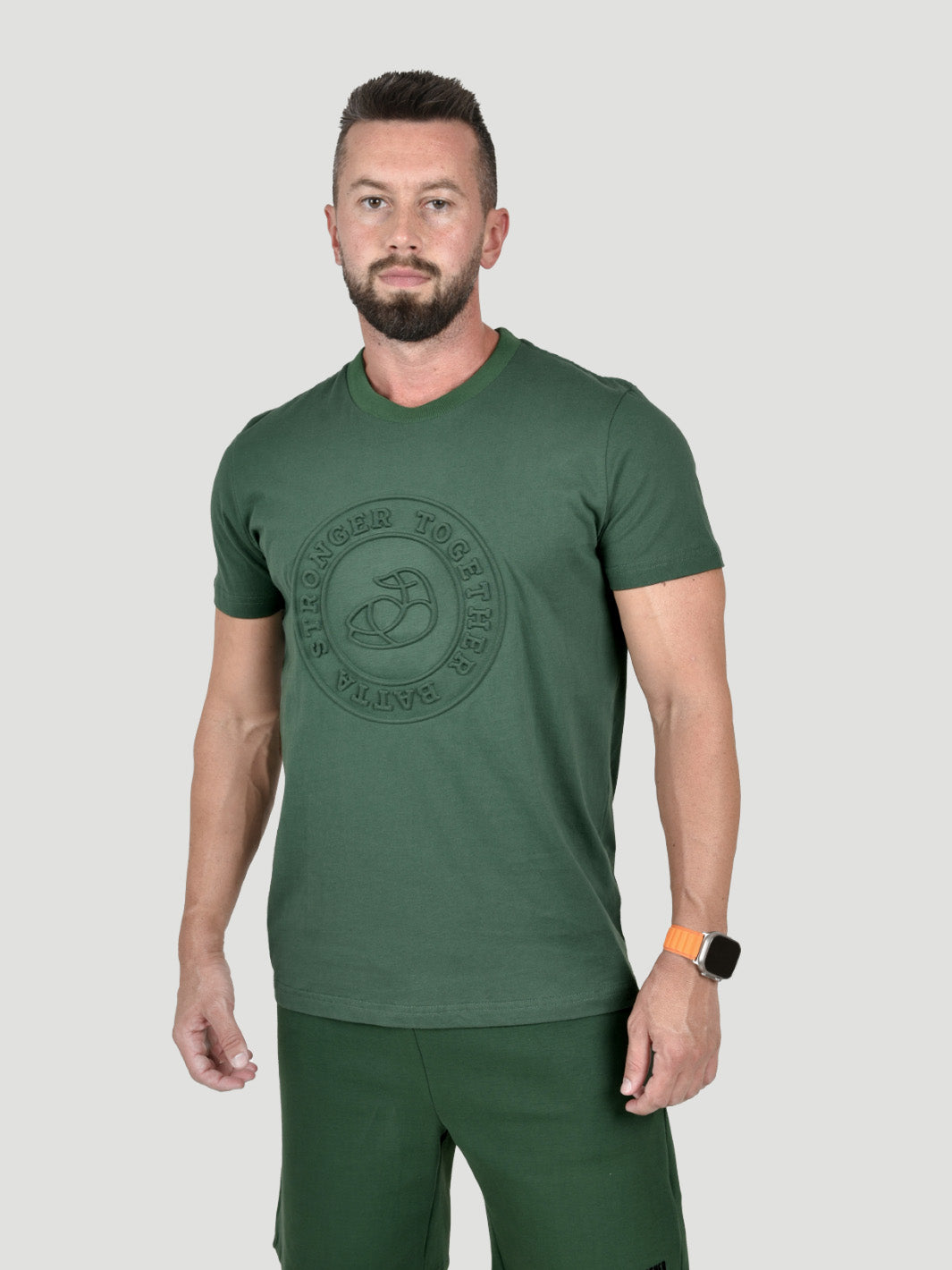 Men Cotton T- Shirt Embossed Stronger Together