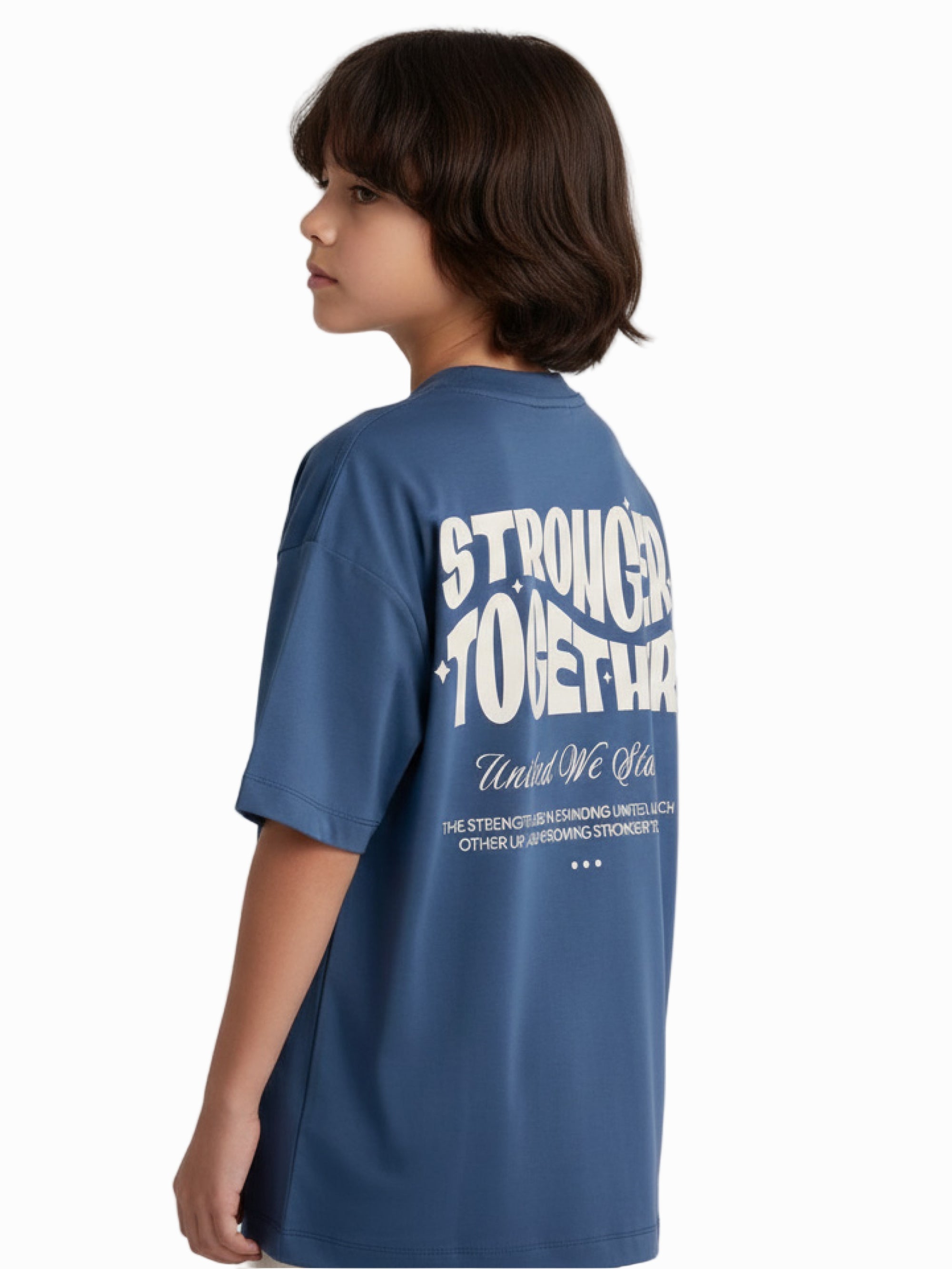 Kids Oversized Stronger Together Graphic Tshirt