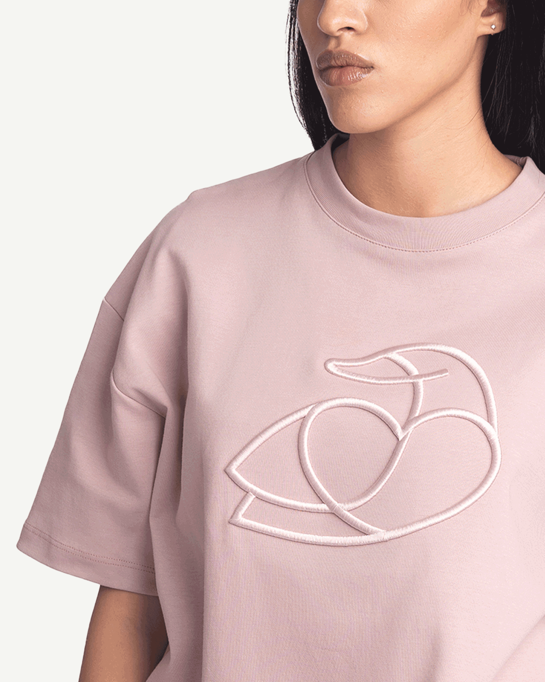 ADOS Women Cotton T Shirt with 3D Embroidery