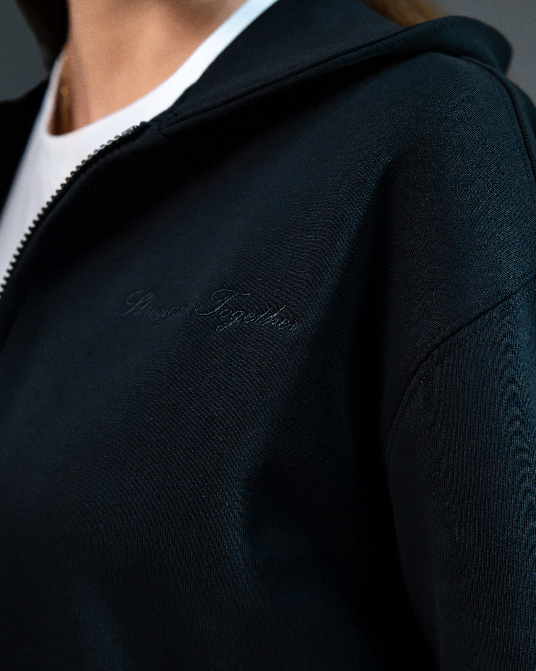 Embroidered Classic Full Zip Men Hoodie