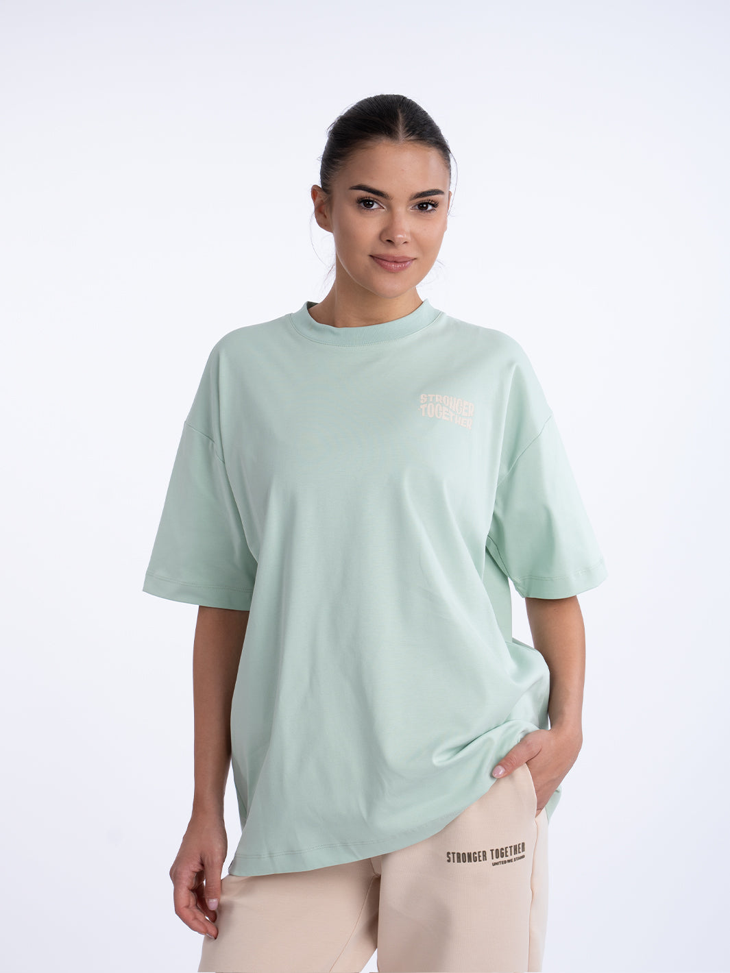 Women Oversized Stronger Together Graphic Tee
