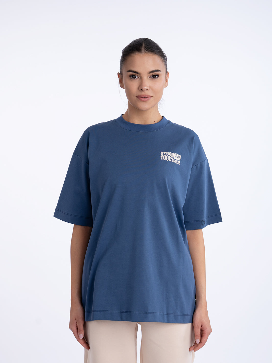 Women Oversized Stronger Together Graphic Tee
