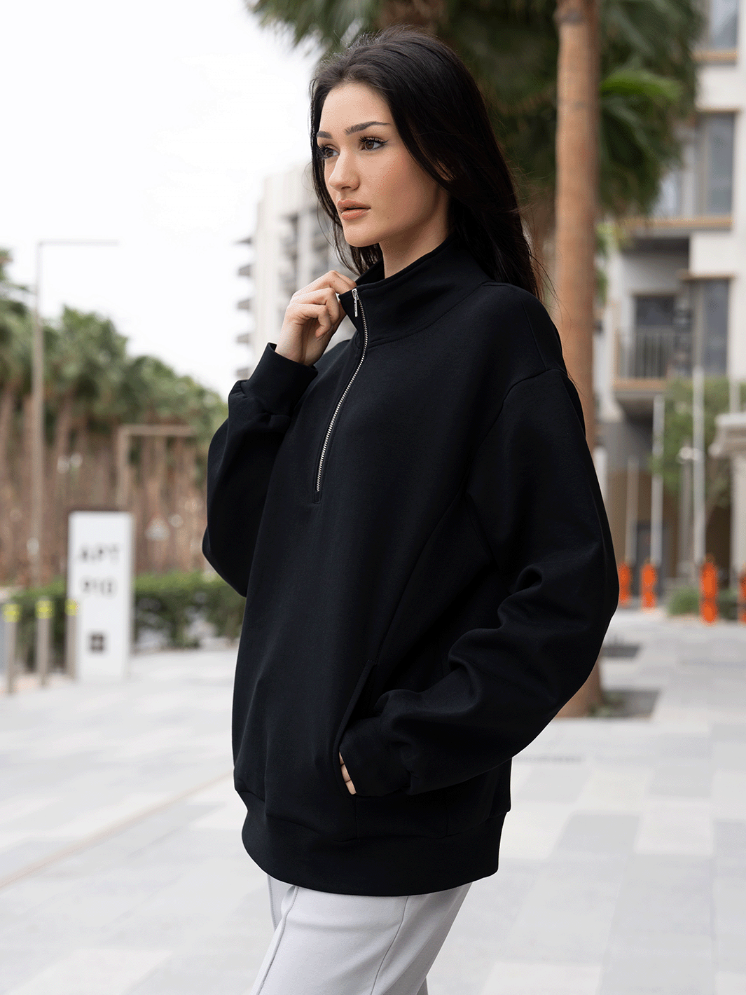 Half Zip Women Sweatshirt