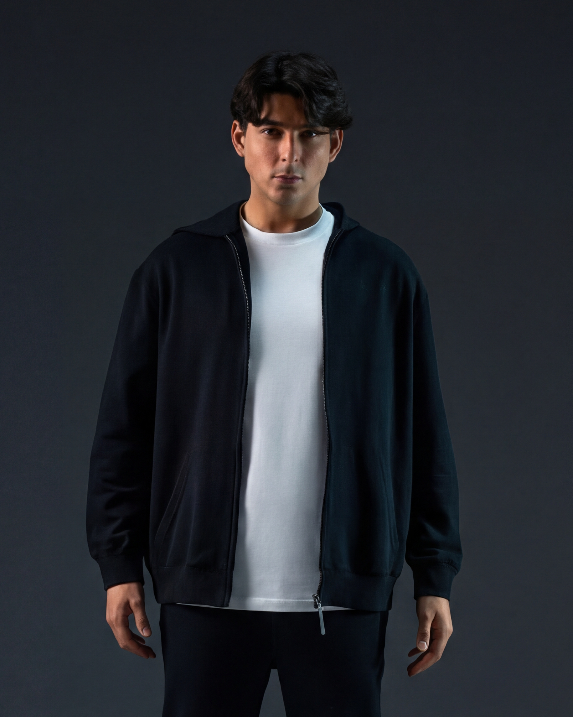 Embroidered Classic Full Zip Men Hoodie