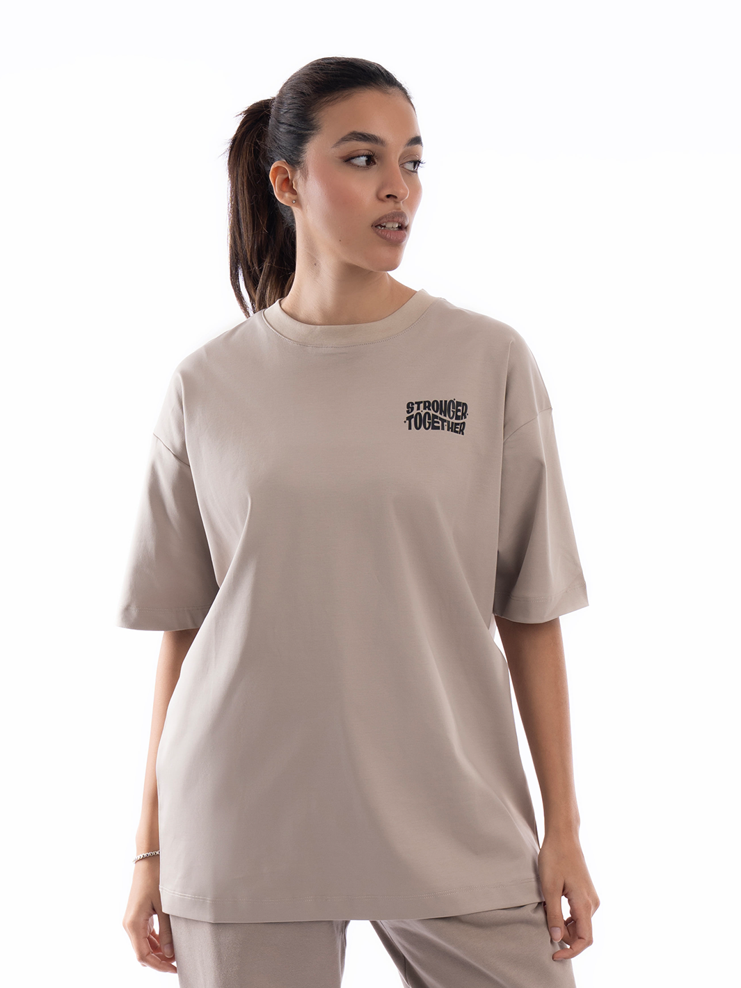 Women Oversized Stronger Together Graphic Tee