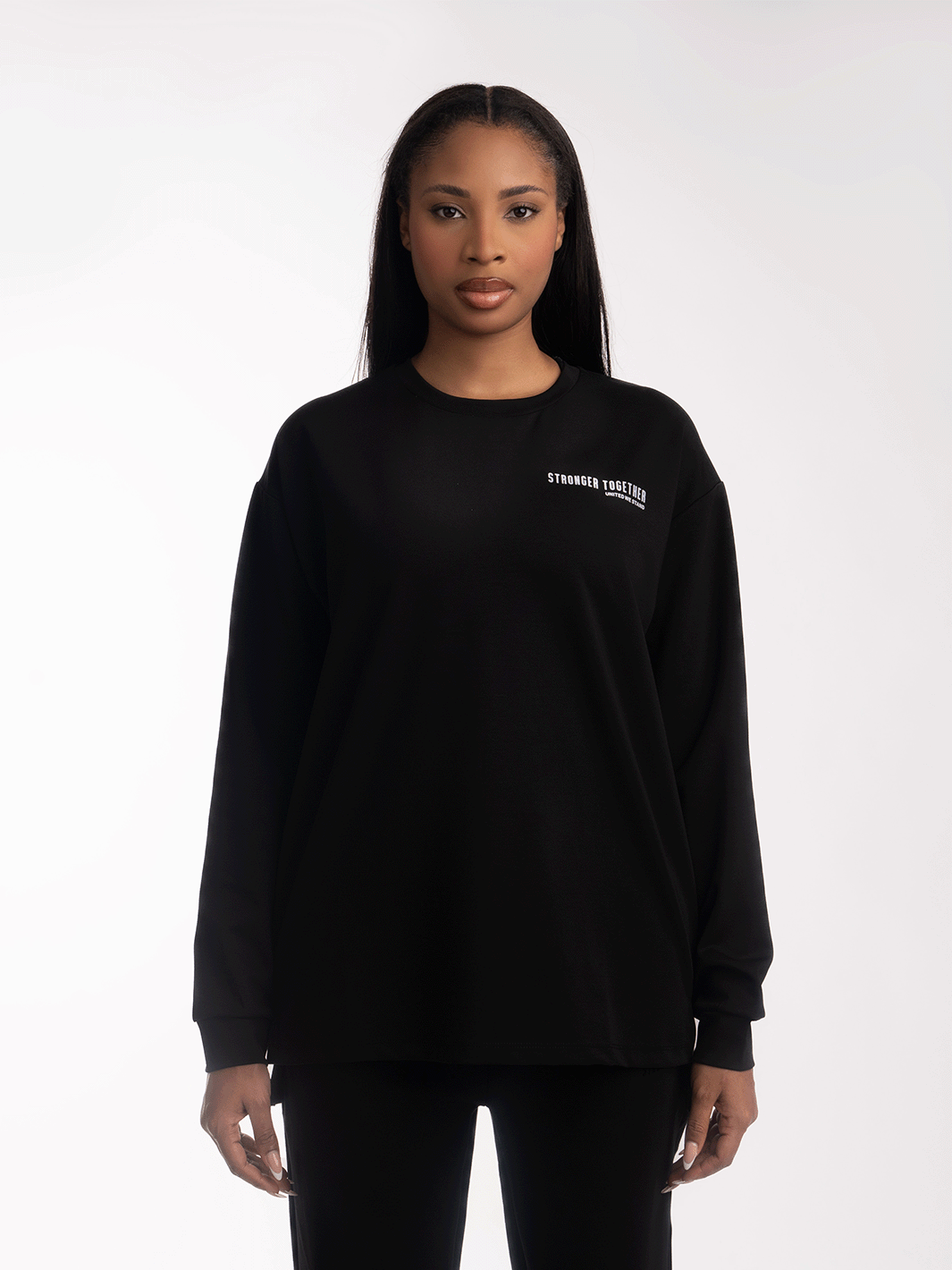 Women Oversized Long Sleeves Contrast Print