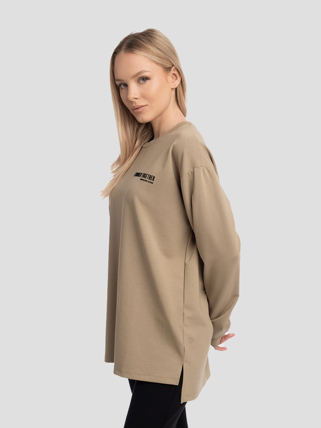 Women Oversized Long Sleeves Contrast Print