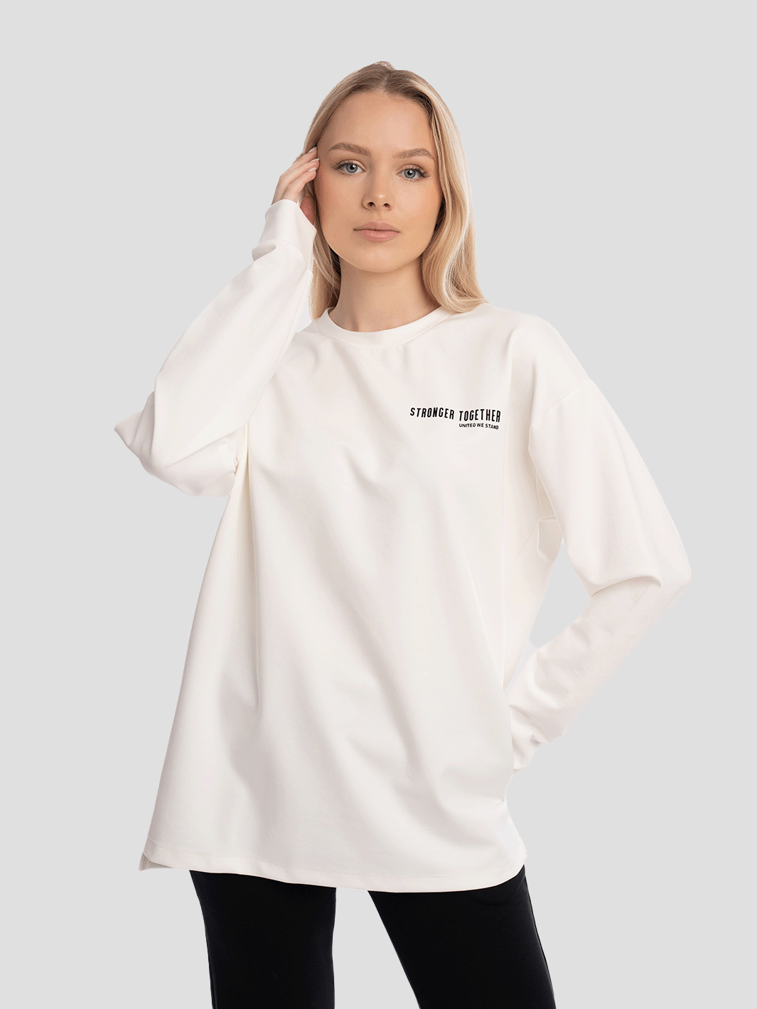 Women Oversized Long Sleeves Contrast Print