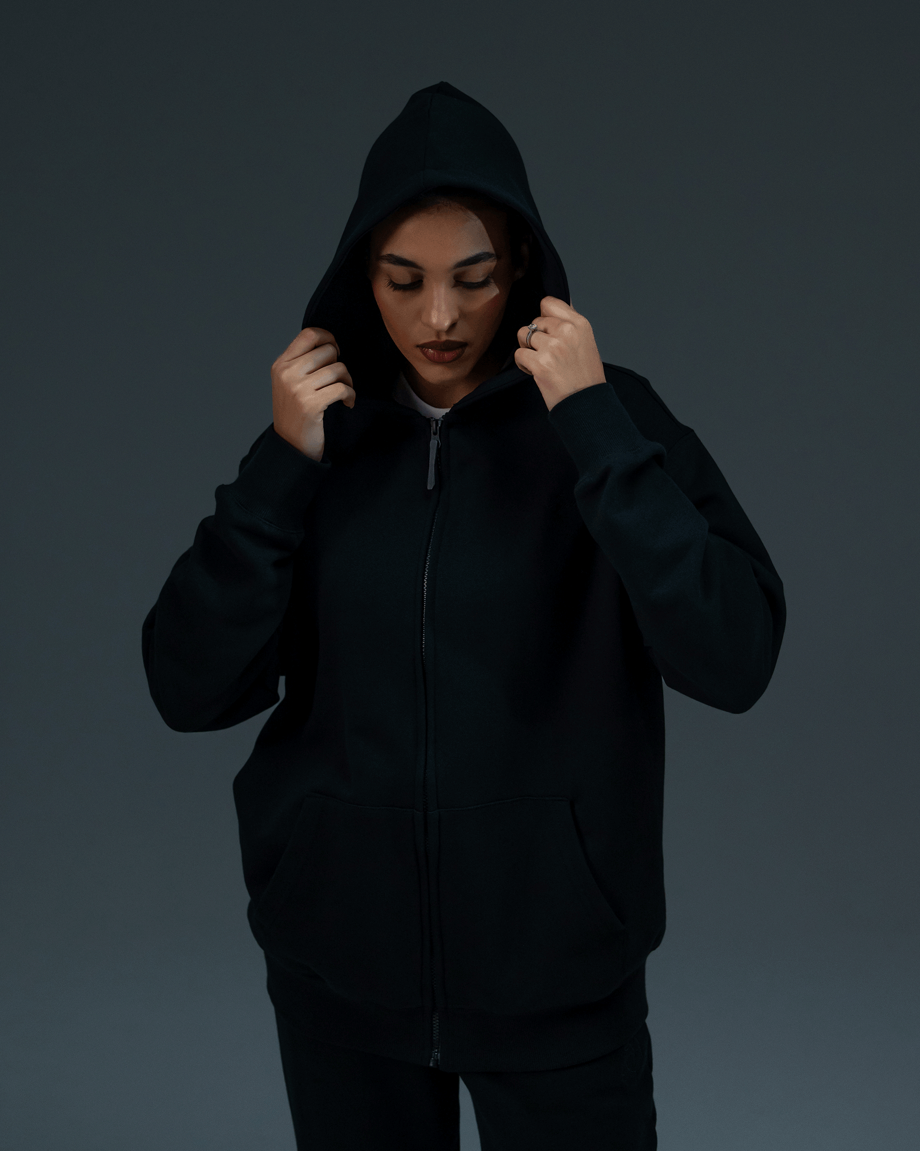 Embroidered Classic Full Zip Women Hoodie