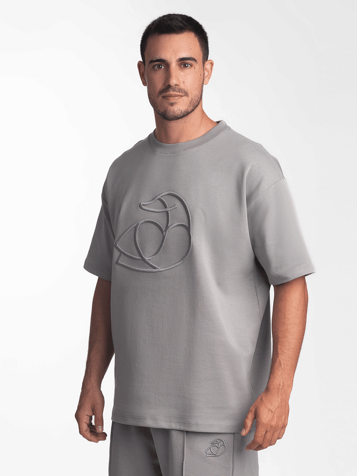 ADOS Men Cotton T Shirt with 3D Embroidery