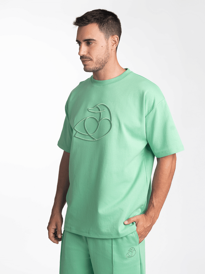 ADOS Men Cotton T Shirt with 3D Embroidery