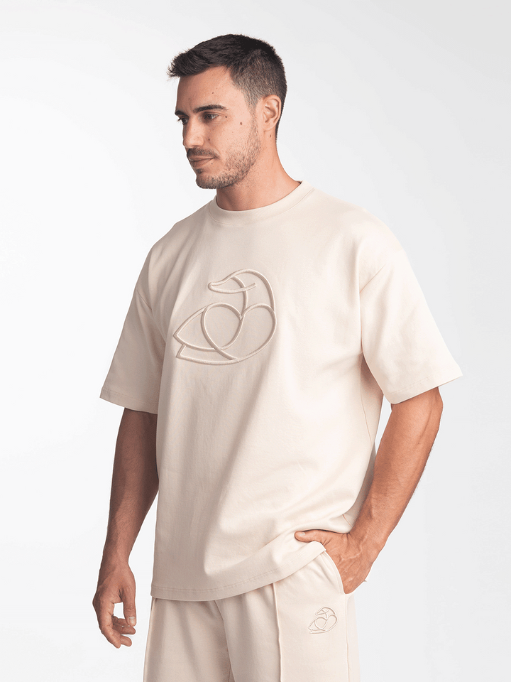 ADOS Men Cotton T Shirt with 3D Embroidery