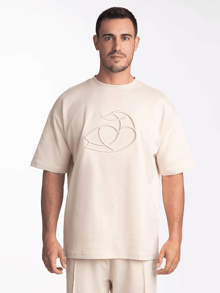 ADOS Men Cotton T Shirt with 3D Embroidery