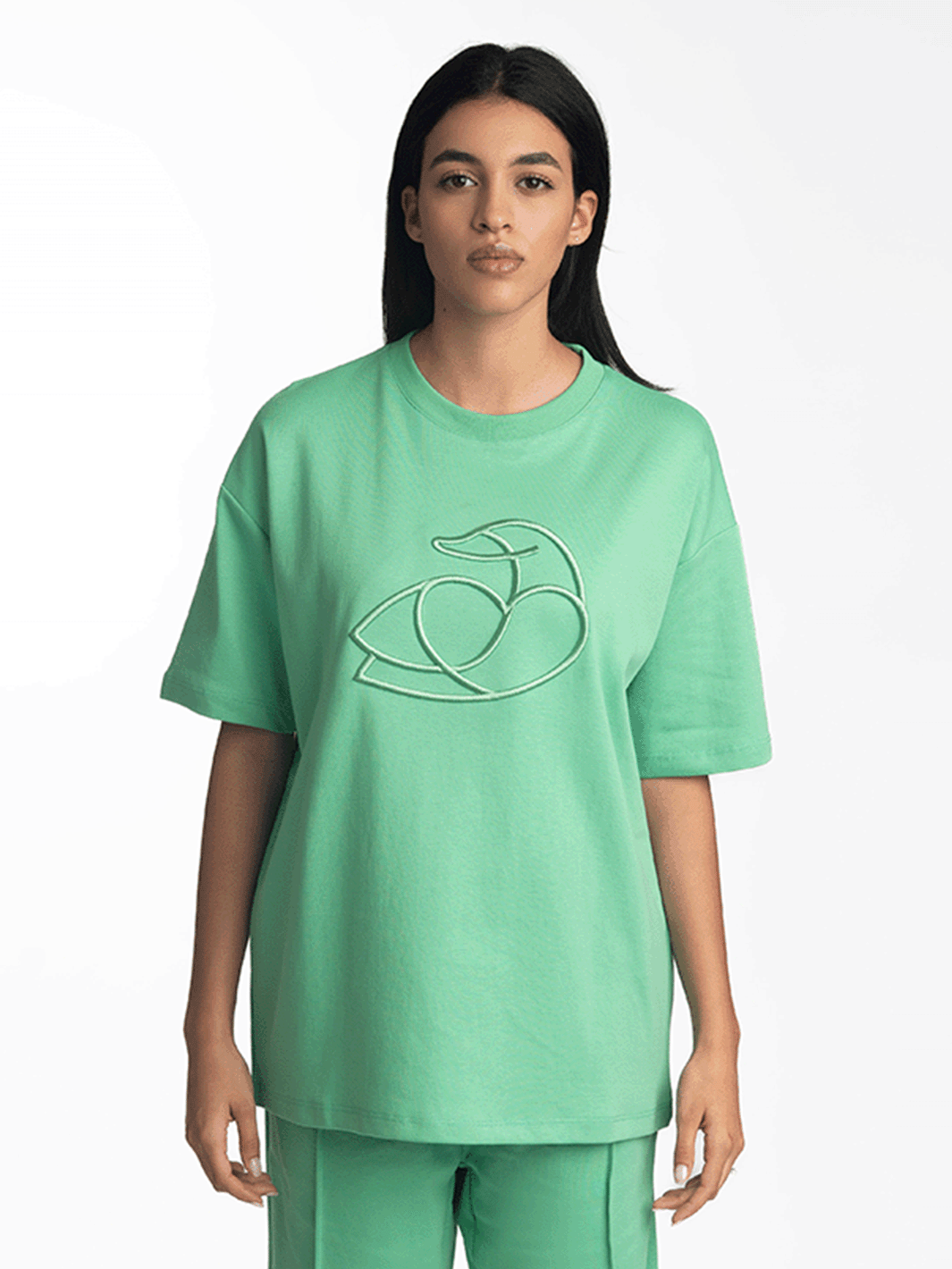 ADOS Women Cotton T Shirt with 3D Embroidery