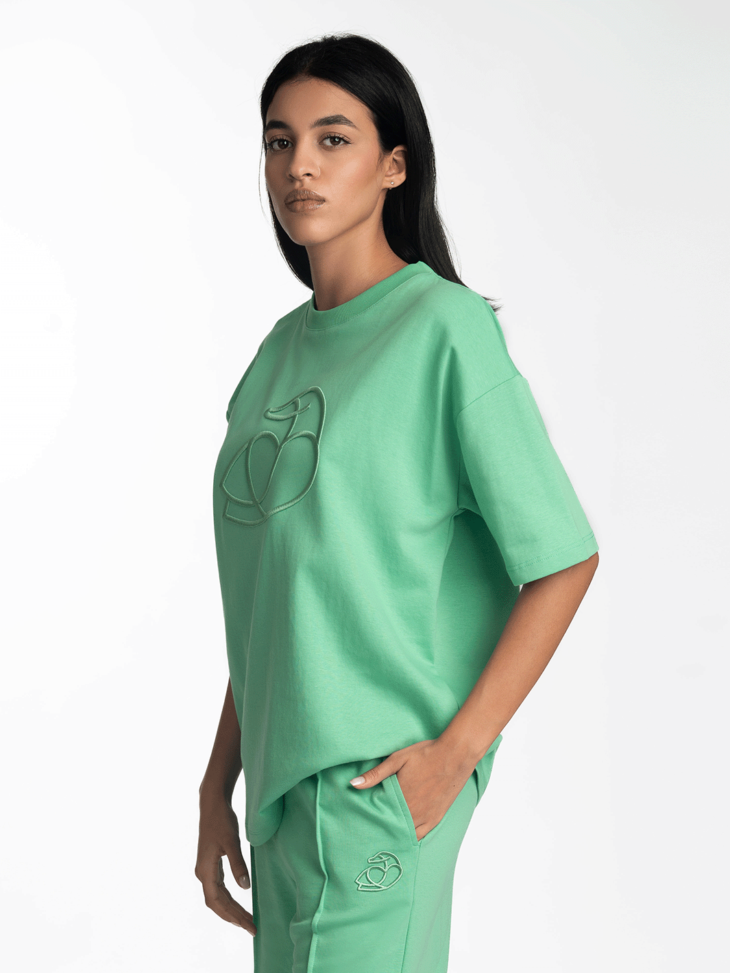 ADOS Women Cotton T Shirt with 3D Embroidery