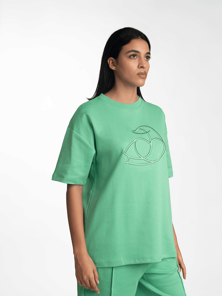 ADOS Women Cotton T Shirt with 3D Embroidery