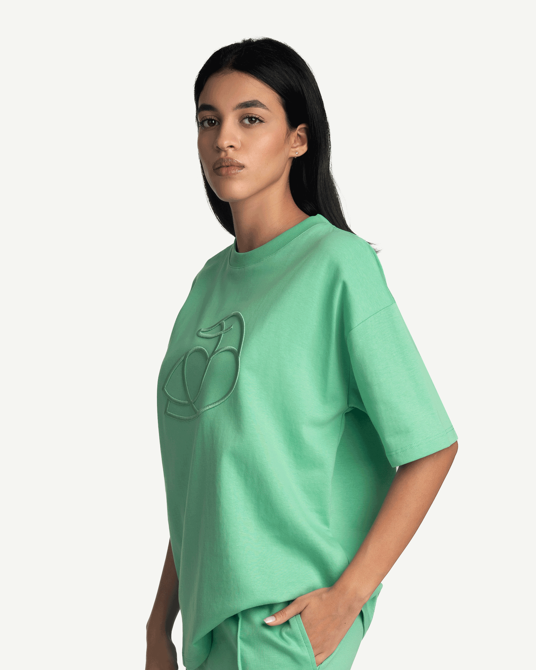 ADOS Women Cotton T Shirt with 3D Embroidery