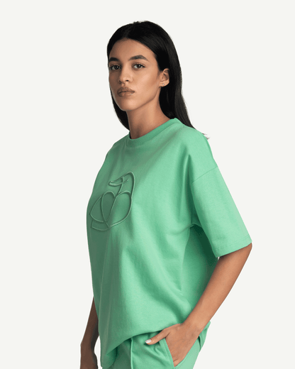 ADOS Women Cotton T Shirt with 3D Embroidery