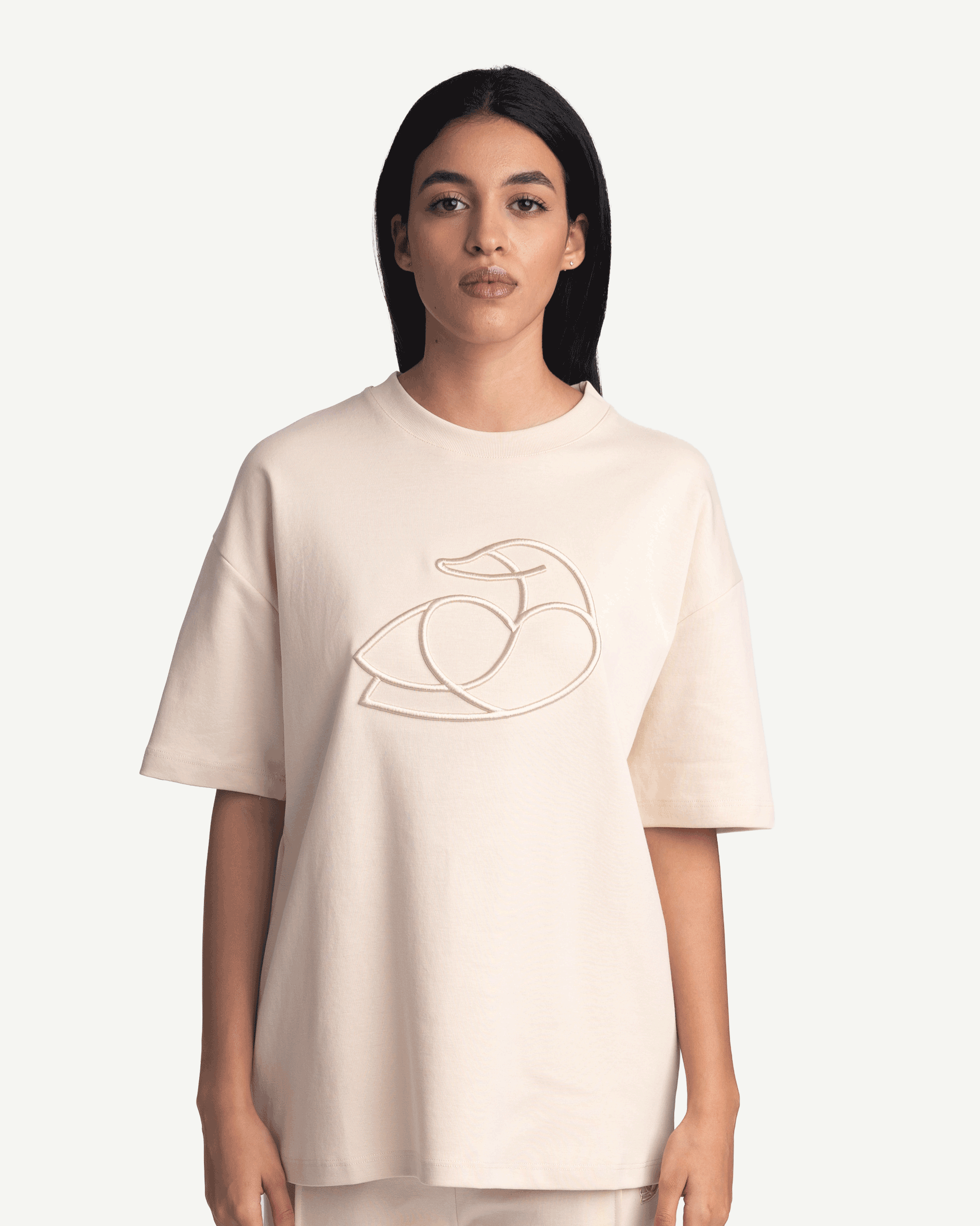 ADOS Women Cotton T Shirt with 3D Embroidery