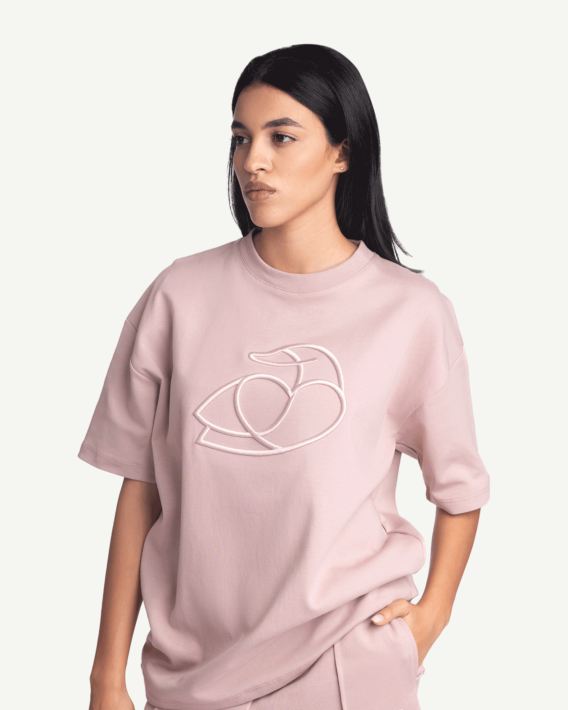 ADOS Women Cotton T Shirt with 3D Embroidery