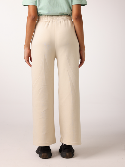 Women Wide High Waist Light Beige Pants