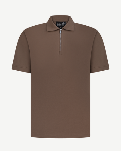 Half-Zip Textured Polo Shirt