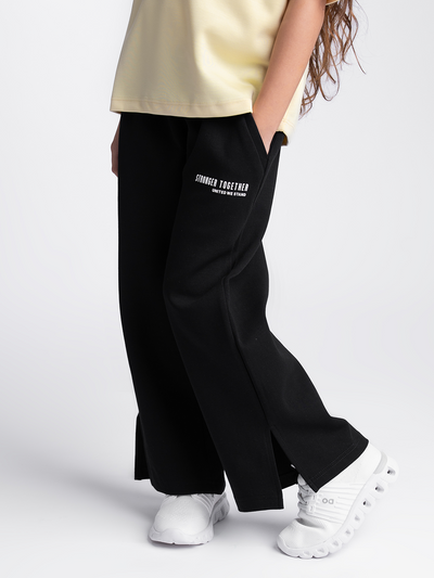 03KWP Girls Blended Cotton Wide-Leg Joggers