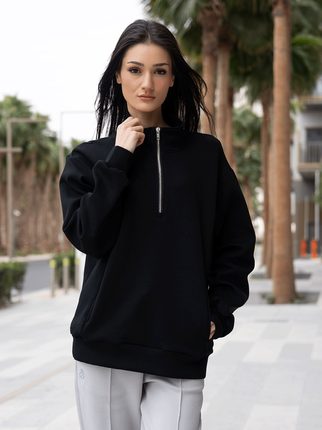 Half Zip Women Sweatshirt