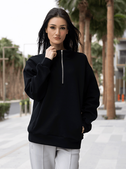 Half Zip Women Sweatshirt