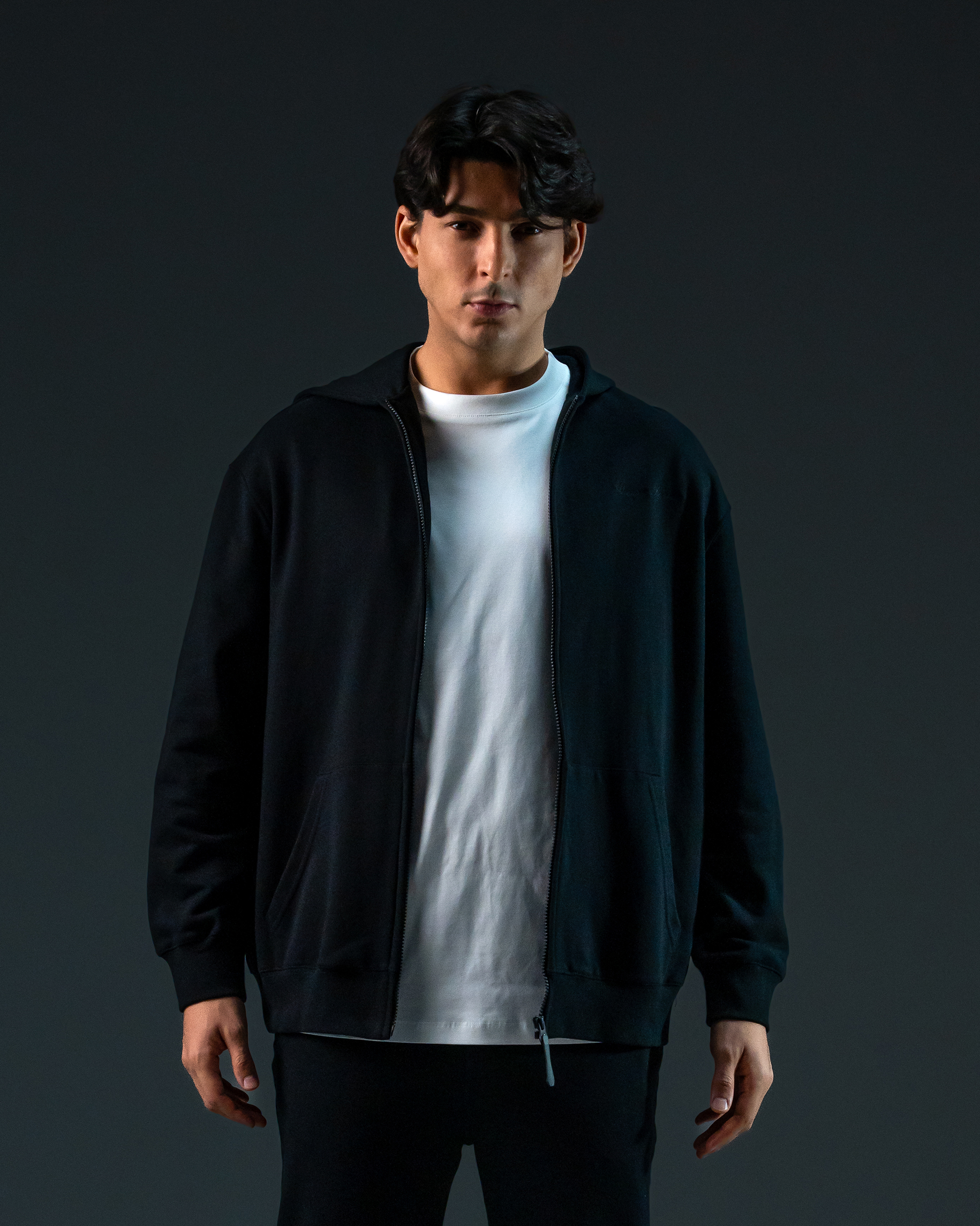 Embroidered Classic Full Zip Men Hoodie