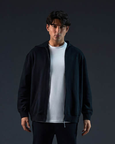 Embroidered Classic Full Zip Men Hoodie