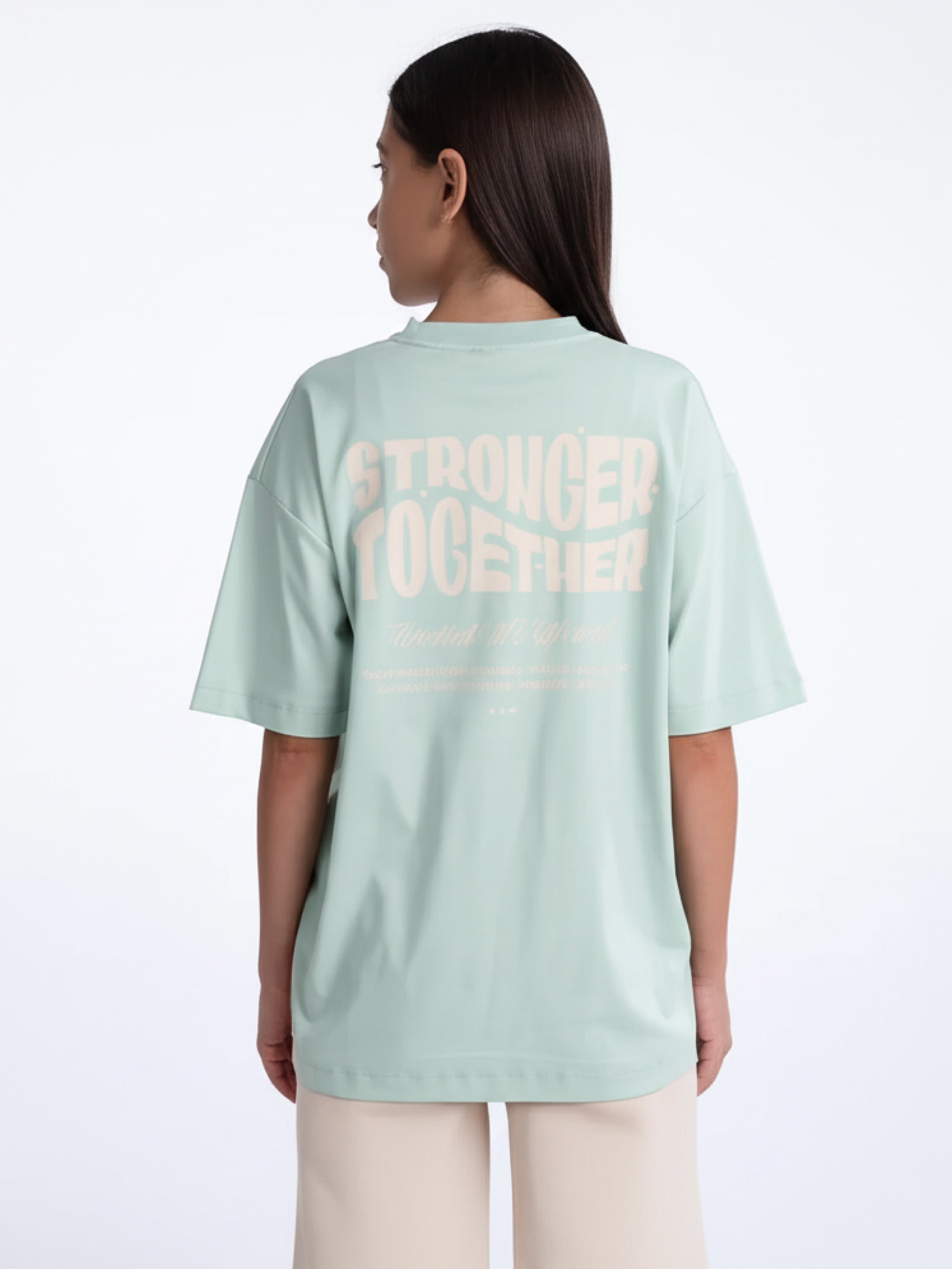 Kids Oversized Stronger Together Graphic Tshirt