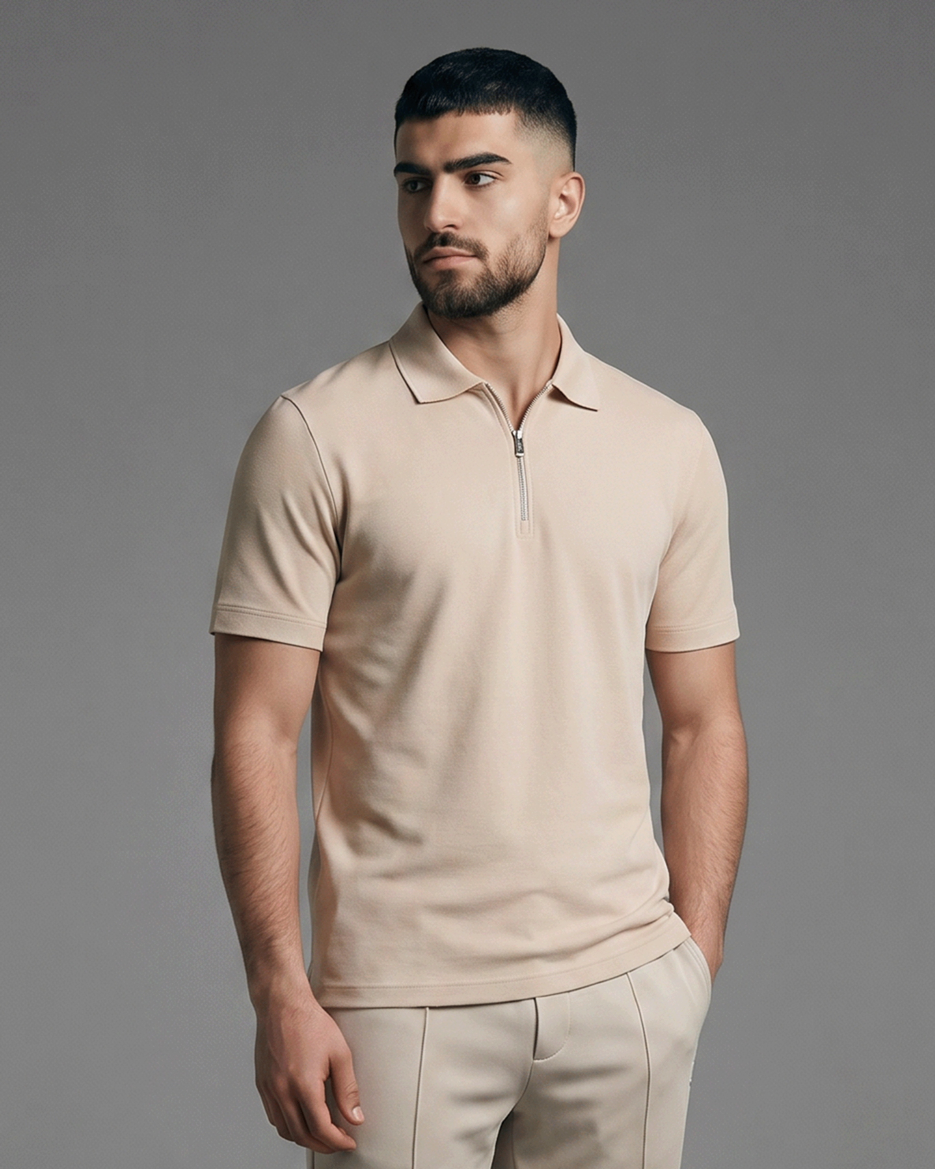 Half-Zip Textured Polo Shirt