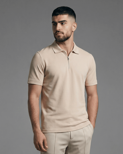 Half-Zip Textured Polo Shirt