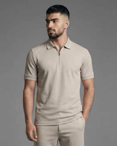 Half-Zip Textured Polo Shirt