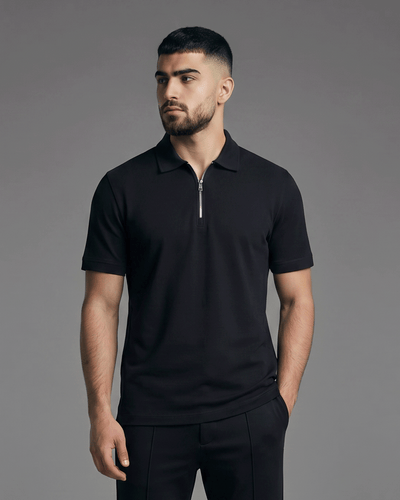 Half-Zip Textured Polo Shirt