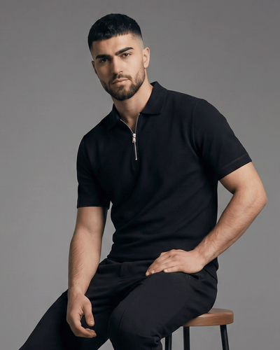 Half-Zip Textured Polo Shirt