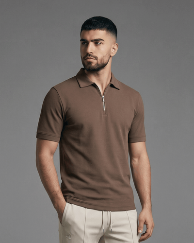 Half-Zip Textured Polo Shirt