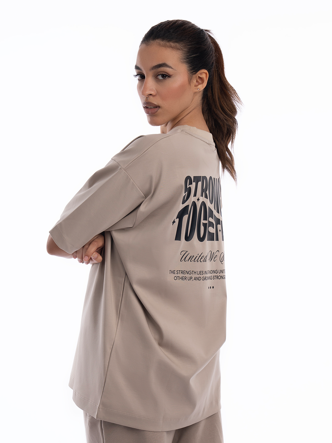 Women Oversized Stronger Together Graphic Tee