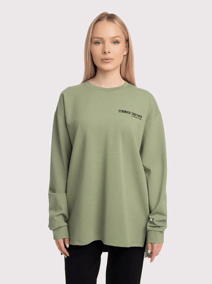 Women Oversized Long Sleeves Contrast Print