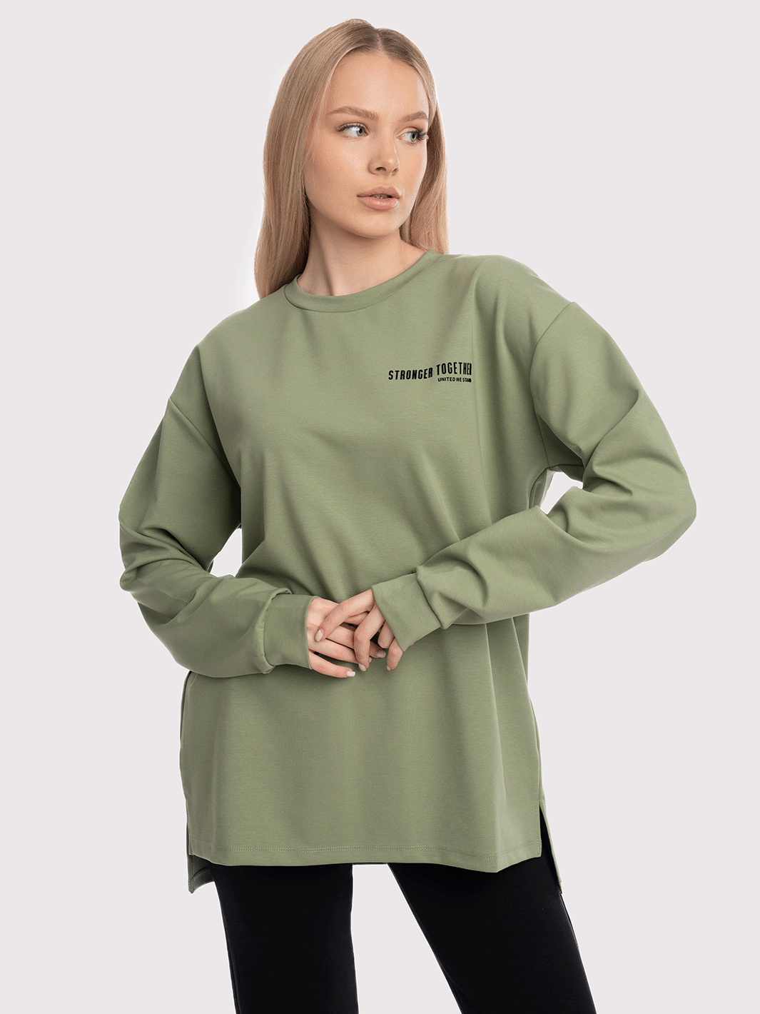 Women Oversized Long Sleeves Contrast Print