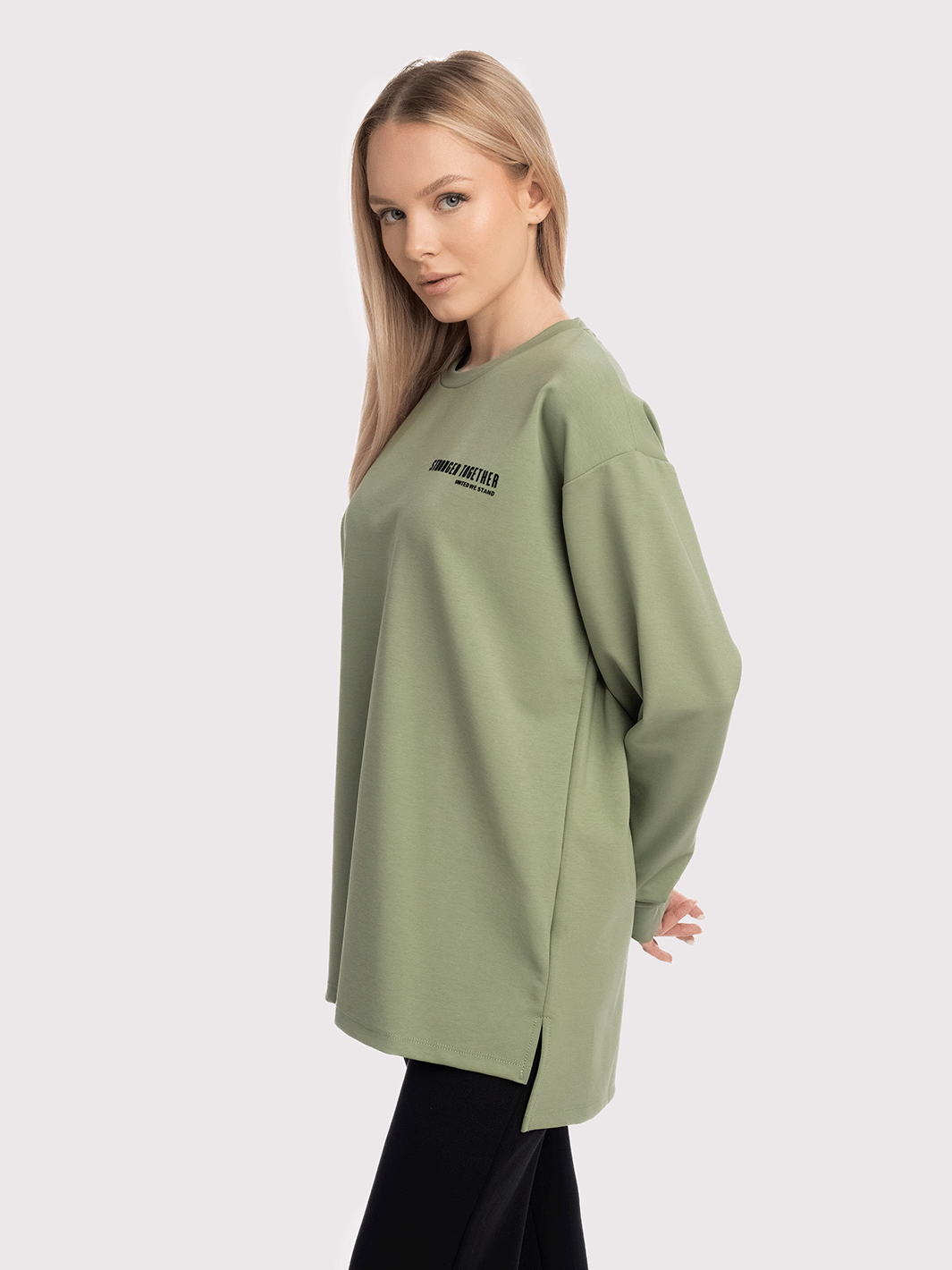 Women Oversized Long Sleeves Contrast Print