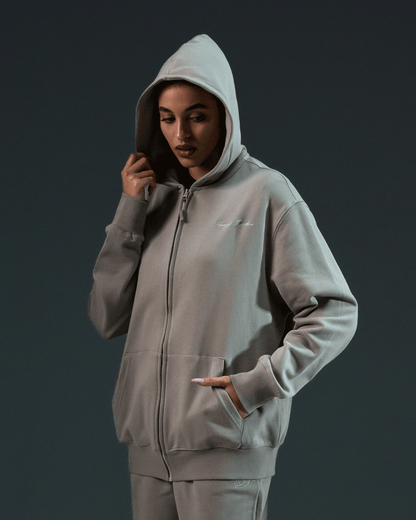 Embroidered Classic Full Zip Women Hoodie