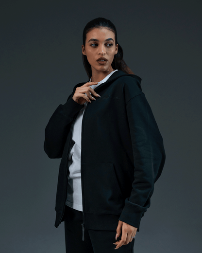 Embroidered Classic Full Zip Women Hoodie