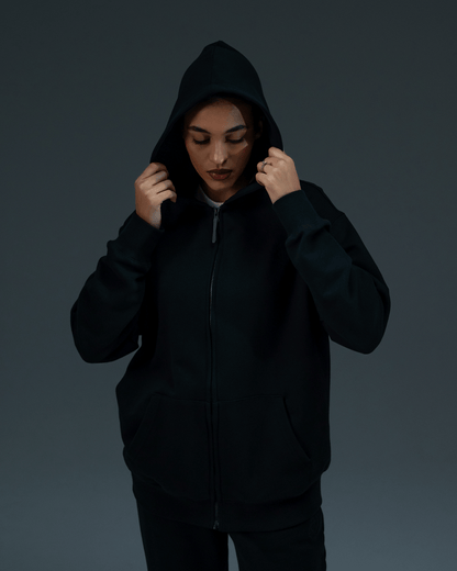 Embroidered Classic Full Zip Women Hoodie