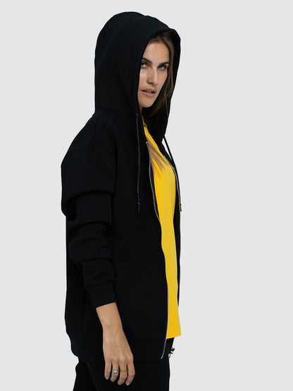H07BK Black Zip Women Hoodie
